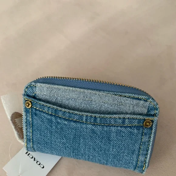 Coach Blue Denim Card Wallet - Picture 4 of 6